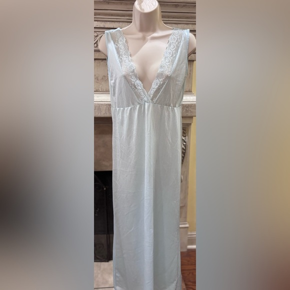 Vintage Baby Blue Sheer Full Length Nightgown Size Small - Picture 1 of 12